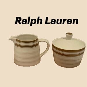 Ralph Lauren Cream & Gold Cream and Sugar.